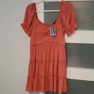 Trixxi Terracotta Short Sleeve Dress